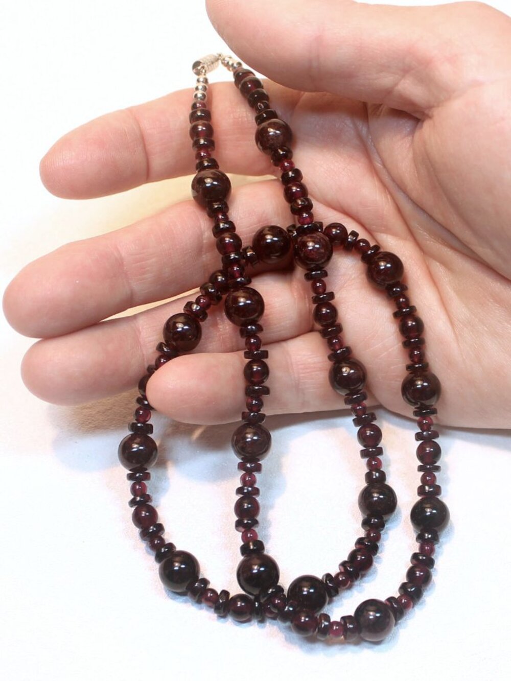 Small Dark Red Garnet Necklace, Women's Gemstone Jewelry